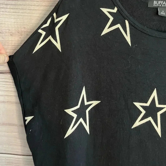 BUFFALO David Bitton Black Star‎ Print Short Sleeve Knit Blouse Size M - Picture 4 of 7